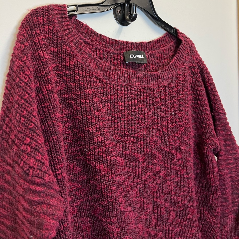 Express Maroon 3/4 Sleeve Sweater